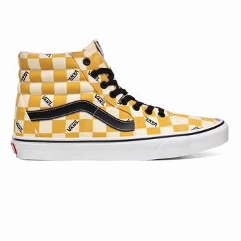 Férfi Vans Big Check Sk8-Hi Magasszárú Cipő VA5283794 Sárga/Fehér